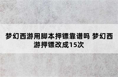 梦幻西游用脚本押镖靠谱吗 梦幻西游押镖改成15次